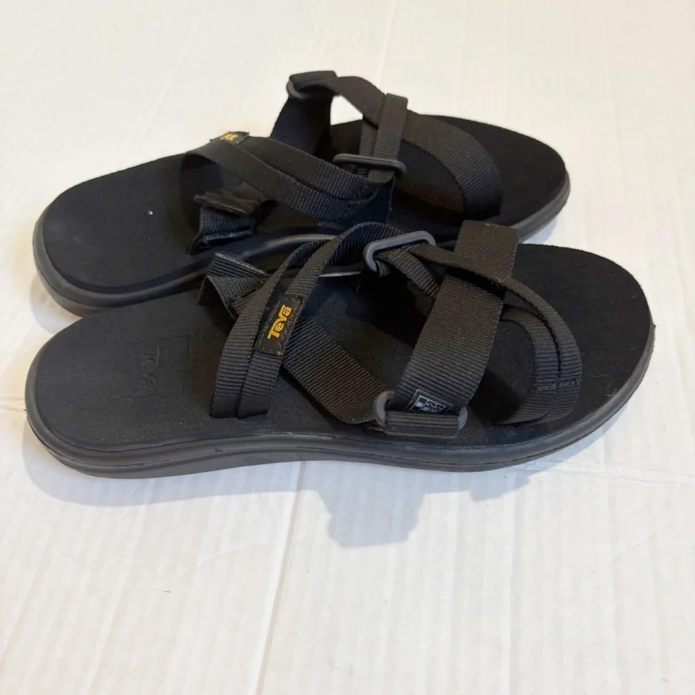 Teva Voya Slide Sandals Black Size 5 Size EU36 Strappy Sustainable Cushioned